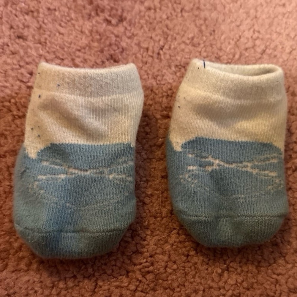 Blue and White Baby Socks